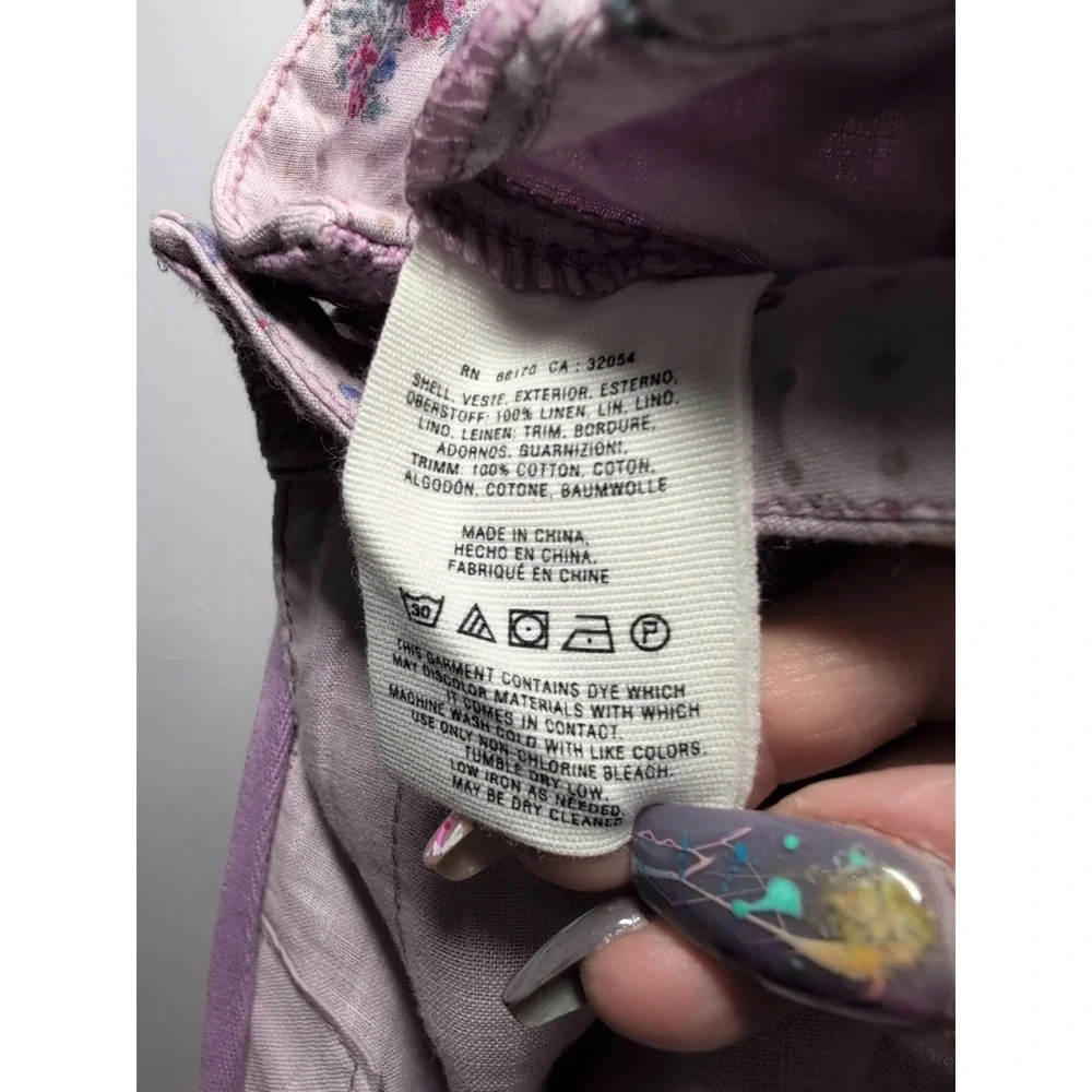 ANTHROPOLOGIE LACED LILAC‎ LINEN CARGOS PANTS by HEI HEI 29